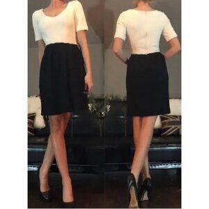 Ganni Black Cream Colorblock Fit & Flare Knit Dress Size S